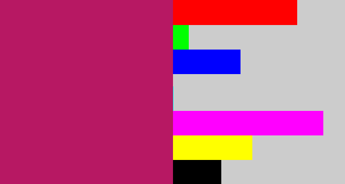 Hex color #b71863 - deep pink