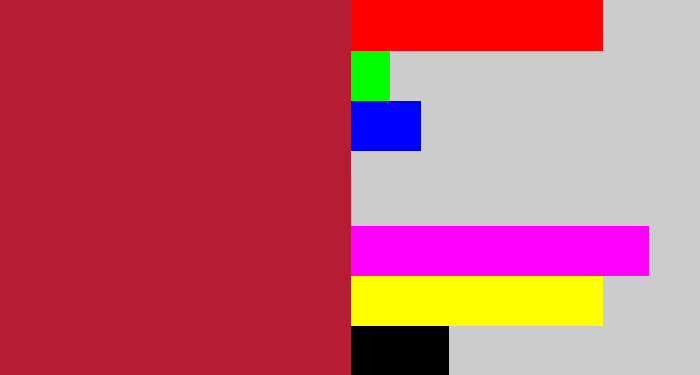 Hex color #b71c34 - rouge