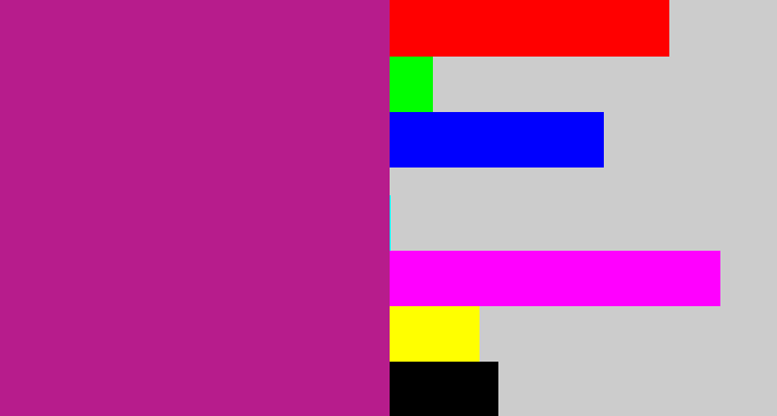 Hex color #b71c8c - barney purple