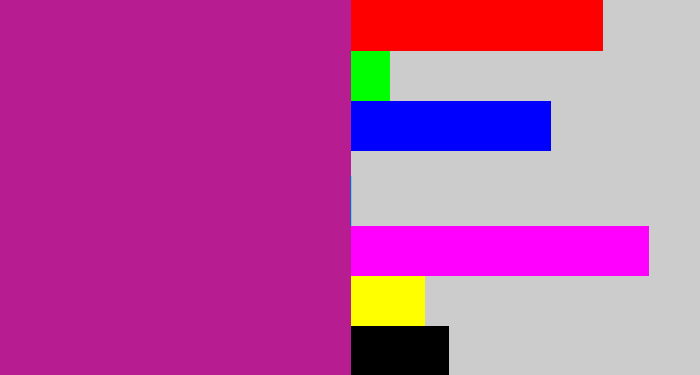 Hex color #b71c91 - barney purple