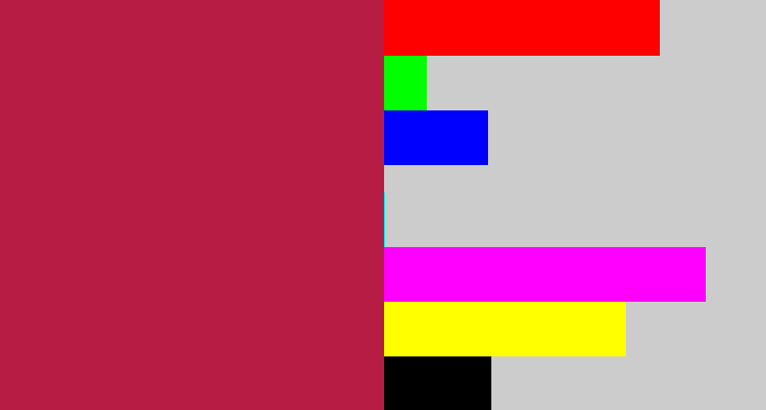 Hex color #b71d44 - rouge