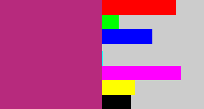Hex color #b72a7d - dark pink