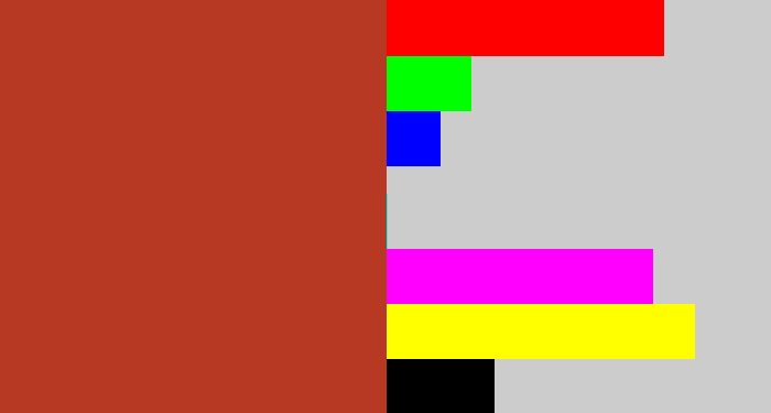 Hex color #b73924 - brick