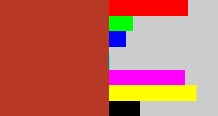 Hex color #b73925 - brick