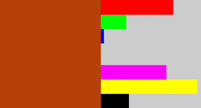 Hex color #b74008 - brick orange