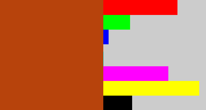 Hex color #b7430c - brick orange
