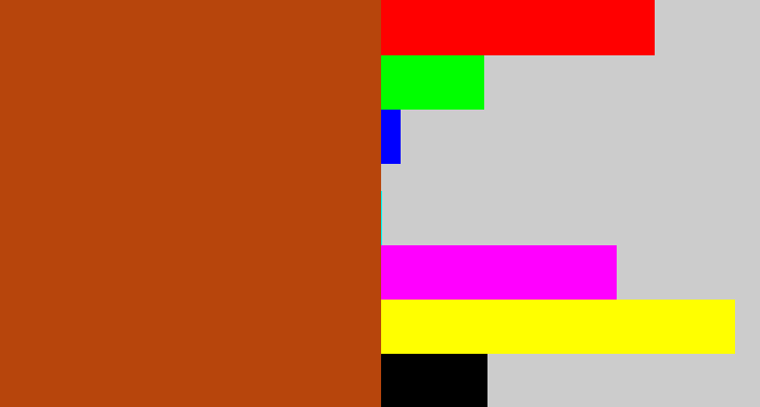 Hex color #b7450c - brick orange