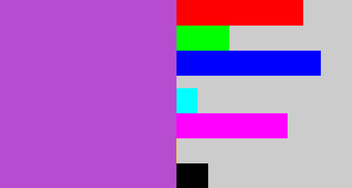 Hex color #b74cd0 - pinky purple