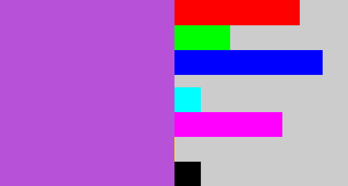 Hex color #b752d8 - lightish purple