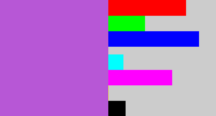 Hex color #b757d6 - lightish purple