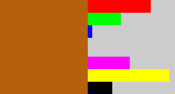 Hex color #b7600c - orangish brown