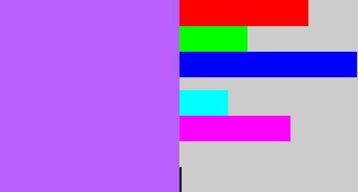 Hex color #b760fc - bright lavender
