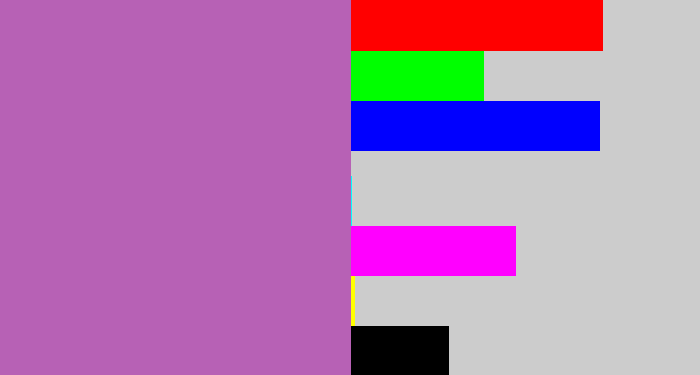 Hex color #b761b5 - soft purple