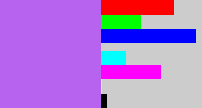Hex color #b763f0 - light urple