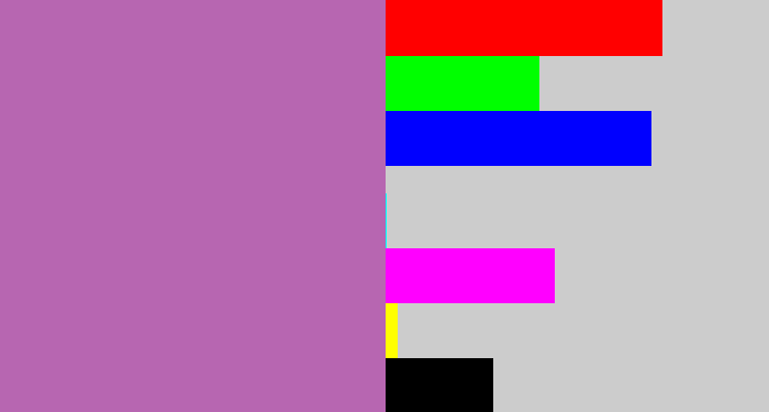 Hex color #b766b1 - soft purple