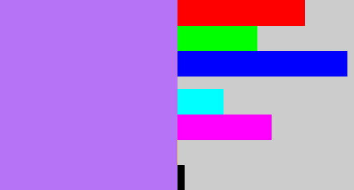 Hex color #b773f6 - light urple