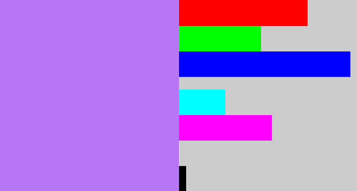 Hex color #b776f6 - light urple