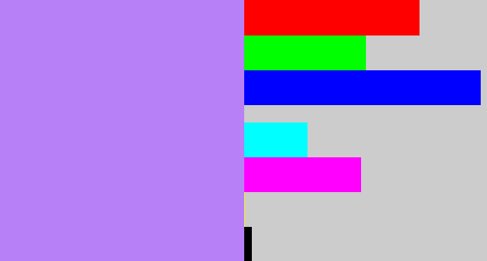 Hex color #b780f7 - light purple