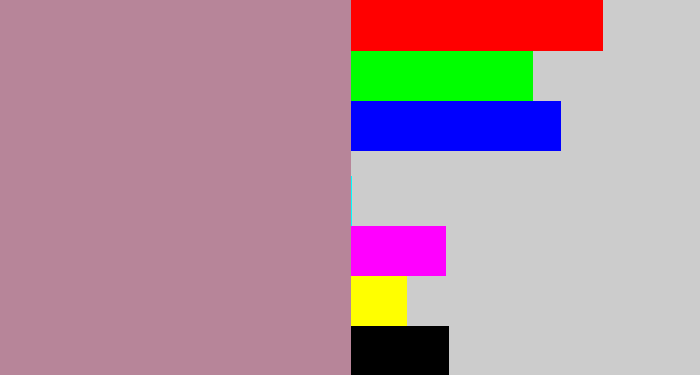 Hex color #b78599 - grey pink