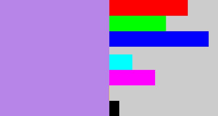 Hex color #b785e7 - pale purple