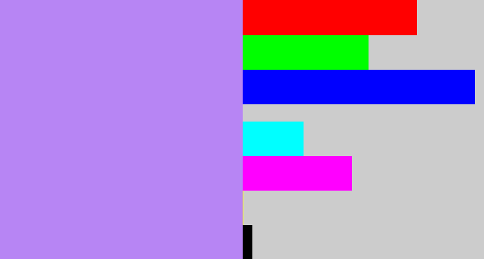 Hex color #b785f4 - light purple