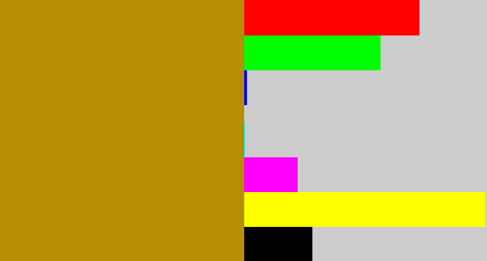 Hex color #b78e02 - yellow brown