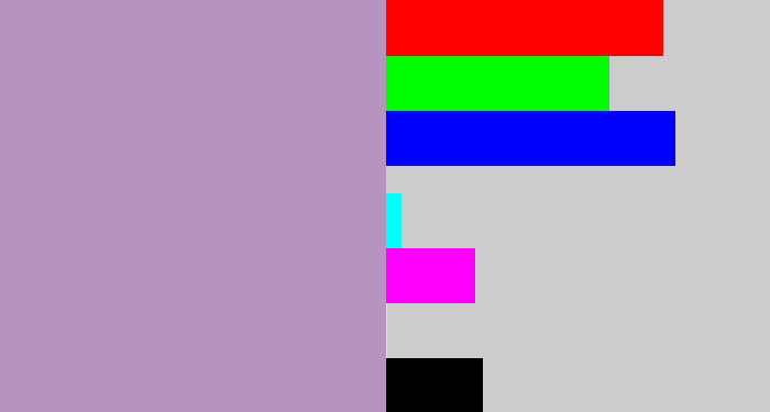 Hex color #b793bf - pale purple
