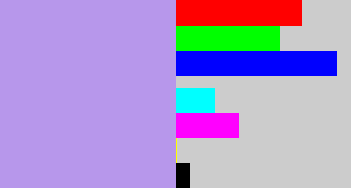 Hex color #b797eb - lavender