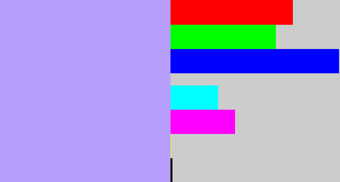 Hex color #b79efd - pastel purple