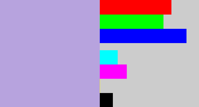 Hex color #b7a3de - pale purple