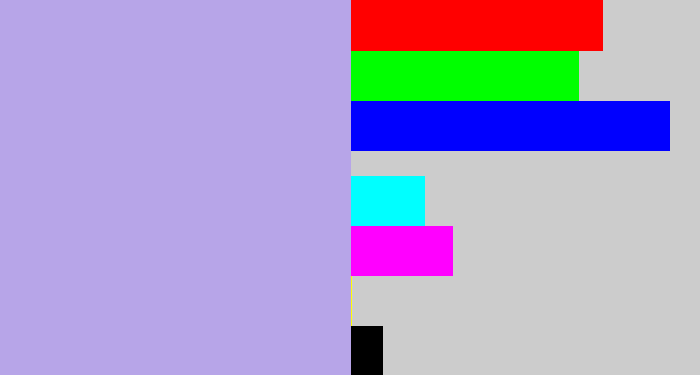 Hex color #b7a5e8 - lavender