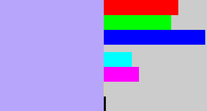 Hex color #b7a5fb - pastel purple