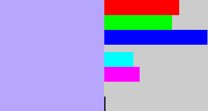Hex color #b7a6fd - pastel purple