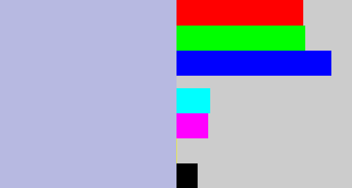 Hex color #b7b9e1 - light blue grey