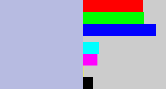 Hex color #b7bbe1 - light blue grey