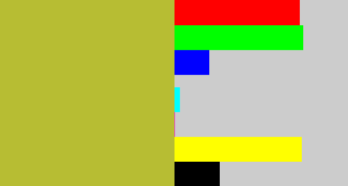 Hex color #b7bd33 - pea