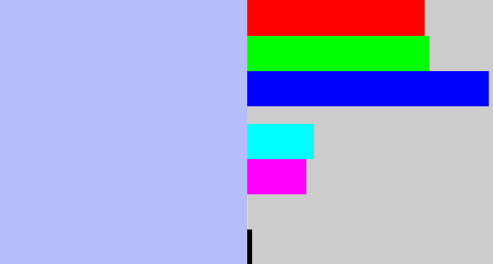 Hex color #b7bdfa - light periwinkle