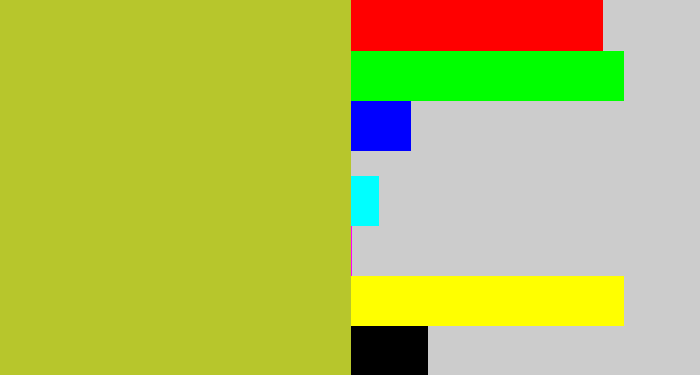 Hex color #b7c62c - pea