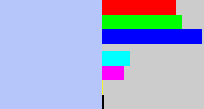 Hex color #b7c6fa - light periwinkle