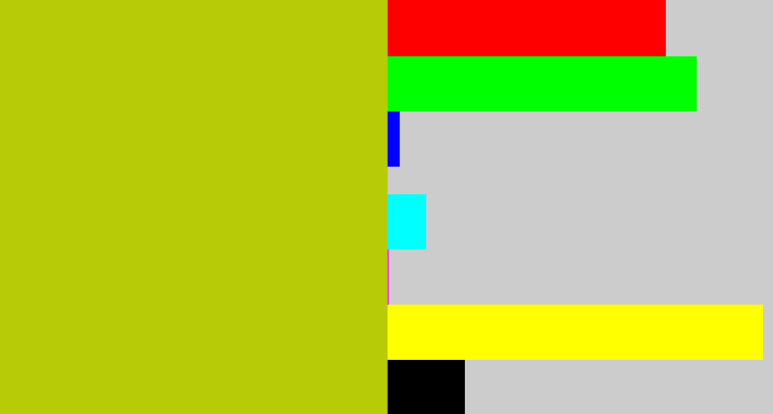 Hex color #b7cc07 - green/yellow