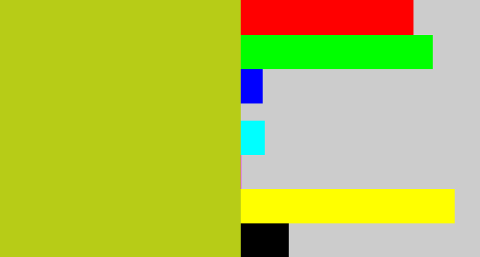 Hex color #b7cc17 - green/yellow