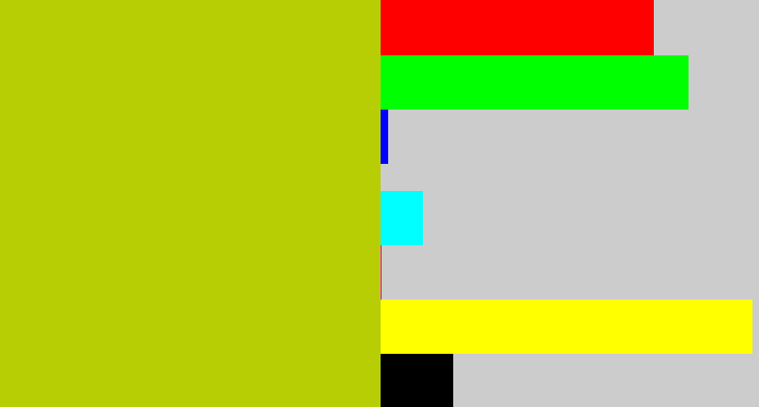 Hex color #b7ce05 - green/yellow