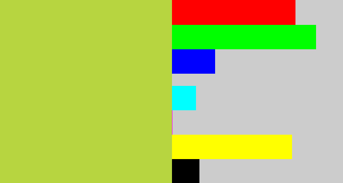 Hex color #b7d540 - sickly yellow