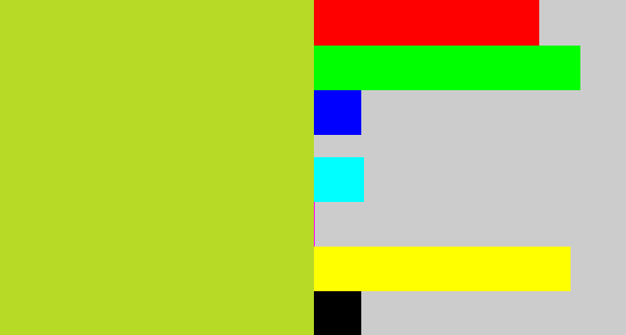 Hex color #b7da27 - yellowish green