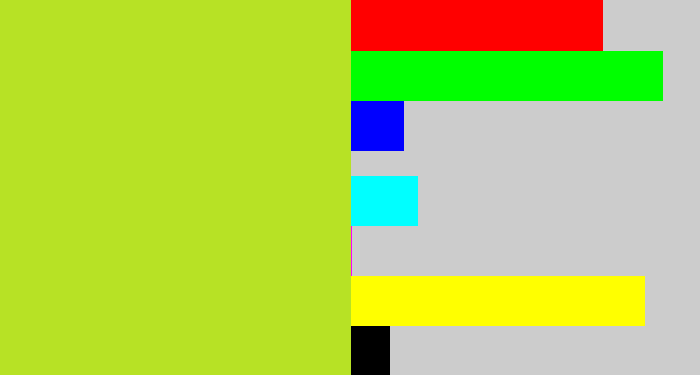 Hex color #b7e225 - yellowy green