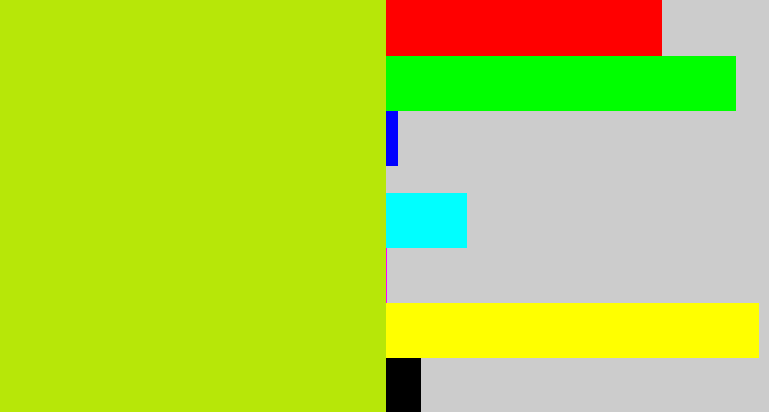 Hex color #b7e708 - yellowish green