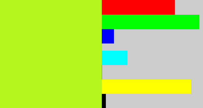 Hex color #b7f51e - yellowy green