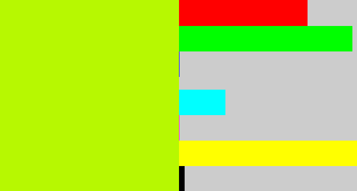 Hex color #b7f801 - lemon green