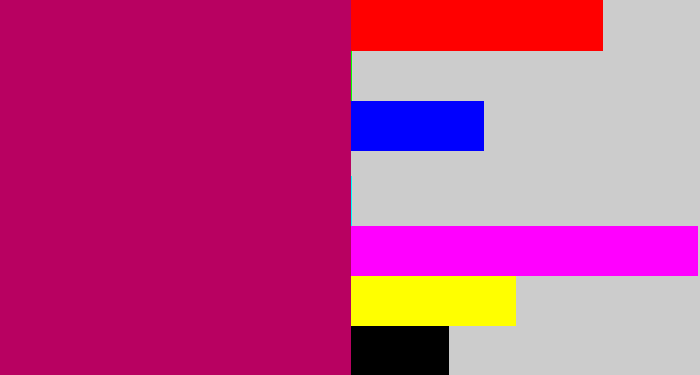 Hex color #b80161 - deep pink