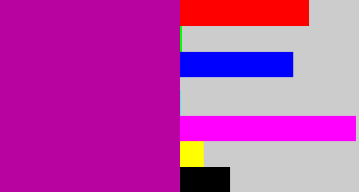 Hex color #b803a1 - barney purple